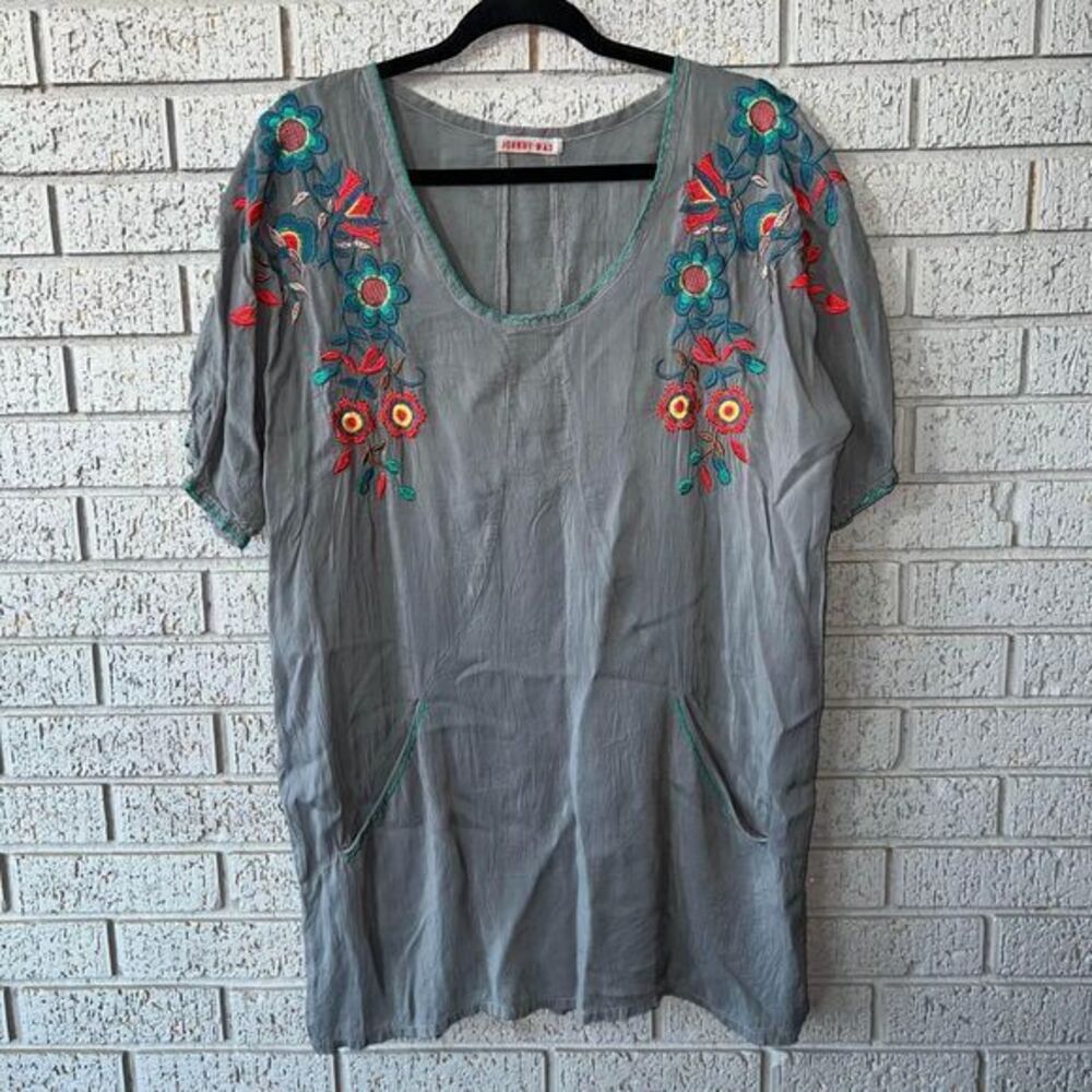 Johnny Was Tunic Floral Embroidered with Pockets Size Small